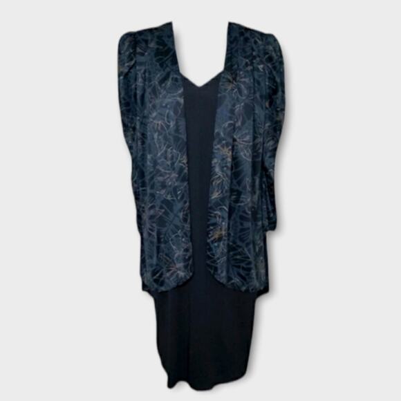 Vintage 80s Slip Dress Jacket Co-ord Set Size 14 - Picture 1 of 12